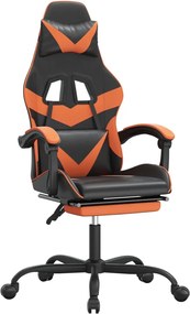 vidaXL Scaun de gaming pivotant/suport picioare negru/oranj piele eco