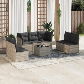 3249261 vidaXL Set mobilier de grădină cu perne, 8 piese gri deschis poliratan