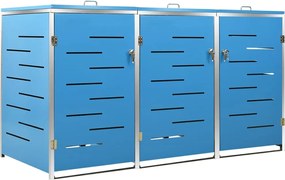 vidaXL Magazie pentru trei pubele, 207x77,5x112,5 cm, oțel inoxidabil