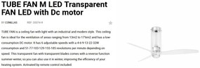 Lustra cu Ventilator si telecomanda TUBE FAN M LED transparent
