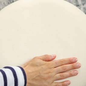 HOMCOM Pouf taburet suport pentru picioare cutie de depozitare din catifea canaletată 36 x 36 x 44 cm pentru living dormitor bej | Aosom Romania