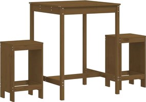 vidaXL Set mobilier de bar, 3 piese, maro miere, lemn masiv de pin