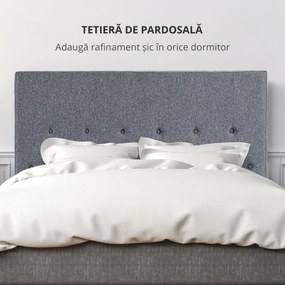 HOMCOM Testieră pentru Pat Matrimonial Trapuntată cu Butoane și 2 Agățători, Capăt de Pat Elegant, 160x7x120 cm, Gri | Aosom Romania