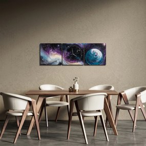 Tablou - Univers pictat (cu ceas) (90x30 cm)