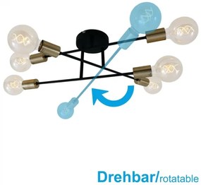 Lustră aplicată Briloner 3868-065 BLACK STEEL 6xE27/60W/230V