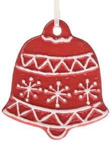 Decorațiune ceramică suspendată Clopoțel, 9 x 8,7x 1 cm, roșu turtă dulce