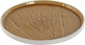 Farfurie HORECA Shabby emailată galben din ceramică stoneware cu finisaj lucios – "Floralis"