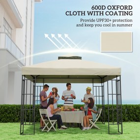 Outsunny Înveliș de Înlocuire pentru Pergolă de Grădină cu Două Niveluri și Orificii de Drenaj, 300x300 cm, Alb Crem | Aosom Romania