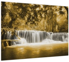Tablou pe sticlă - Cascadă, de epocă (70x50 cm)
