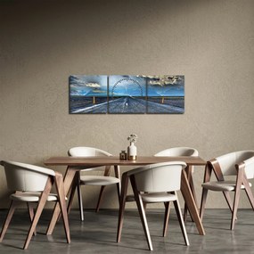 Tablou cu drum în furtună (cu ceas) (90x30 cm)