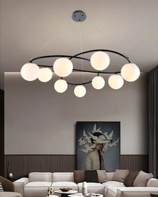 💡 Pendul N6806/9 – Simetrie și Lumină în Design Geometric Negru/Alb