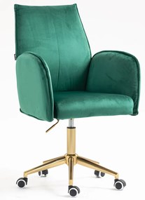 HR280K Scaun Verde din Catifea cu Bază Aurie