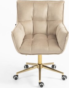 HR560K Scaun Catifea Latte cu Bază Aurie
