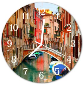 Ceas de perete din sticla rotund Veneția băuturi Multi-colorat