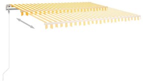 Copertina retractabila manual, cu stalpi, galben si alb, 4x3 m Galben si alb, 4 x 3 m