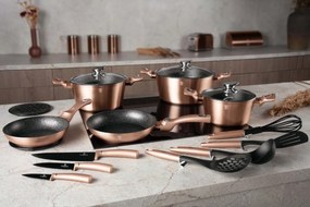 Set oale marmorate 22 piese, manere detasabile Rose Gold Metalic Line Berlinger Haus BH 7182