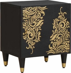 vidaXL Noptieră cu ușă Negru 40 x 33 x 46 cm Lemn de mango solid