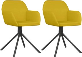 vidaXL Scaune de bucătărie pivotante, 2 buc., galben, catifea