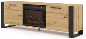 Masă TV cu șemineu Nulakka (Stejar artisan + Negru). 1124968