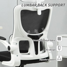 Vinsetto Scaun de Birou Ergonomic cu Tetieră Detașabilă Negru | Aosom Romania