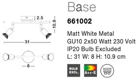 Aplica perete / tavan moderna cu spoturi Base alba 2L NVL-661002