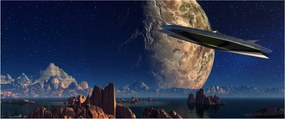 Tablou - Vizita extraterestrului (120x50 cm)
