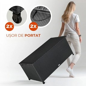 Ladă de depozitare din poliratan RICCO, 117 x 53 x 60cm, negru Casaria