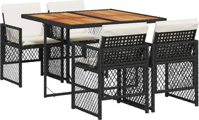 vidaXL Set mobilier de grădină cu perne, 5 piese, negru, poliratan