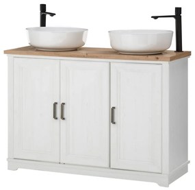 Dulap baie JASMIN, alb/stejar artisan, PAL, fara chiuvete, 116x47x74 c