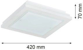 Plafoniera din lemn si sticla TABOR 42x42cm, alb crem