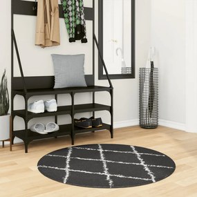 vidaXL Covor pufos &quot;PAMPLONA&quot; fire înalte negru/crem modern Ø 100 cm