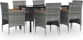 vidaXL Set de servit masa pentru grădină, 7 piese, gri și negru