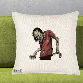 Perna Decorativa Halloween Zombie Infricosator, 40x40 cm, Crem Reliefat, Husa Detasabila, Perna Inclusa, BEKZ®