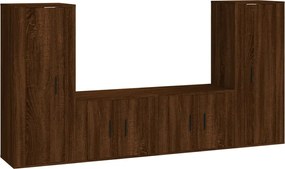 vidaXL Set dulapuri TV, 4 piese, stejar maro, lemn prelucrat