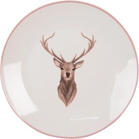 Farfurie alba, din portelan, design cerb, Ø 20 cm, Deer