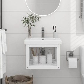 Cadru chiuveta de baie pentru perete, alb, 40x38x31 cm, fier Alb, 40 x 38 x 31 cm