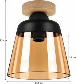 BRILAGI-LED Plafonieră R GLASS 1xE27/60W/230V Ø 15,5cm stejar/bej fumuriu