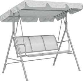 Balansoar de grădină 3 locuri Hollywoodschaukel cu acoperiș din metal gri+argintiu 170 x 110 x 153 cm | Aosom Romania