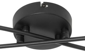 Plafoniera moderna neagra cu 4 lumini cu sticla fumurie - Atena