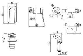 Set dus igiena intima Lemark Bronx, baterie incastrata, grafit mat - LM3719GM