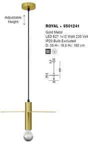 Lustra/Pendul design modern ROYAL auriu