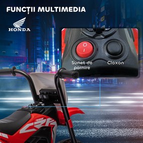 HOMCOM Motocicletă Electrică pentru Copii 6V Honda CRF450RL Licențiată Roșu 3 Roți 18-36 Luni | Aosom Romania