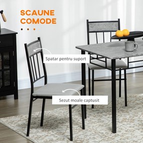 HOMCOM Set 5 Piese Masa Dreptunghiulară Metal MDF 4 Scaune Design Modern pentru Dining | Aosom Romania
