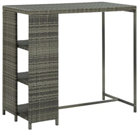 vidaXL Masă de bar cu raft de depozitare, gri 120x60x110 cm, poliratan