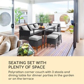 Titania Dining Lounge, set de grădină, negru / gri deschis
