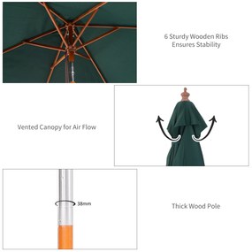 Umbrela Dreptunghiulara Outsunny din Bambus, 2x1.5x2,3m | Aosom RO