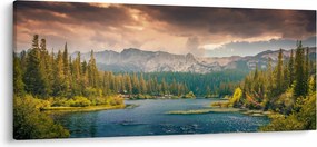 Tablou cu râu montan și munți (120x50 cm)