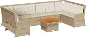 vidaXL Set mobilier de grădină, 7 piese, cu perne, bej, poliratan