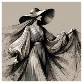 Tablou femeie în rochie vaporoasă