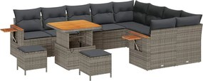 vidaXL Set de canapele pentru grădină cu pernă 13 pcs Gri poliratan